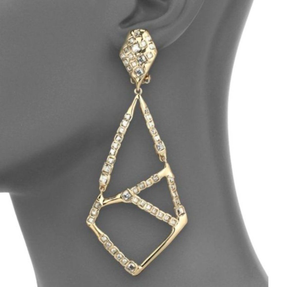 Alexis Bittar Miss Havisham Mosaic Crystal Geometric Earrings - SILVER CLIP-ON - Picture 3 of 9